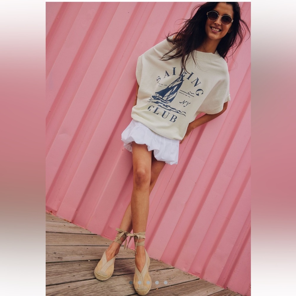 Nwt. Free People x Retrobrand Yacht Club Short Sleeve Sweatahirt